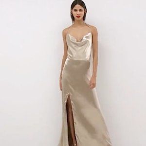 NWT! Jarlo Gold Cowl Neck Gown